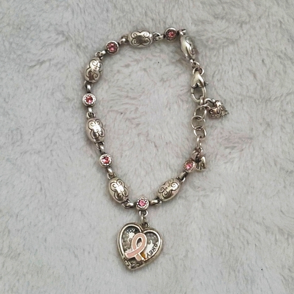 Vtg Brighton Power Of Pink Breast Cancer Bracelet Love Heals RETIRED